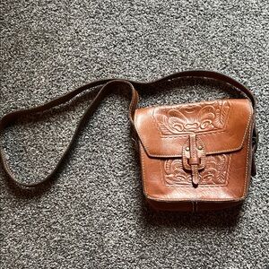 Patricia Nash Tan Embossed Leather Crossbody Bag